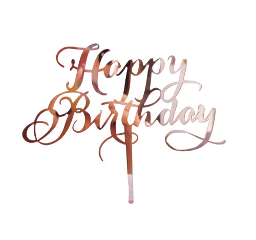 Топпер на торт "Happy birthday" розовое золото, Китай Топпер на торт "Happy birthday" розовое золото, Китай