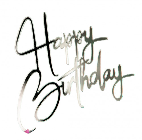 Боковой топпер для торта "Happy birthday3 " серебро Боковой топпер для торта "Happy birthday3 " серебро