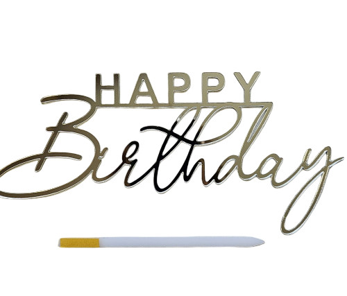 Зеркальный топпер "HAPPY birthday", арт.РЗА171 Серебро Зеркальный топпер "HAPPY birthday", арт.РЗА171 Серебро