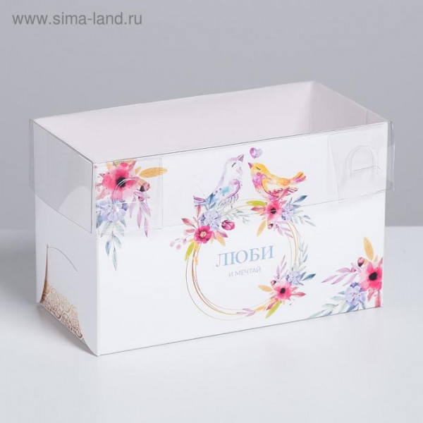 Коробка на 2 капкейка люби и мечтай 16*8*10 арт.3822477 - 1