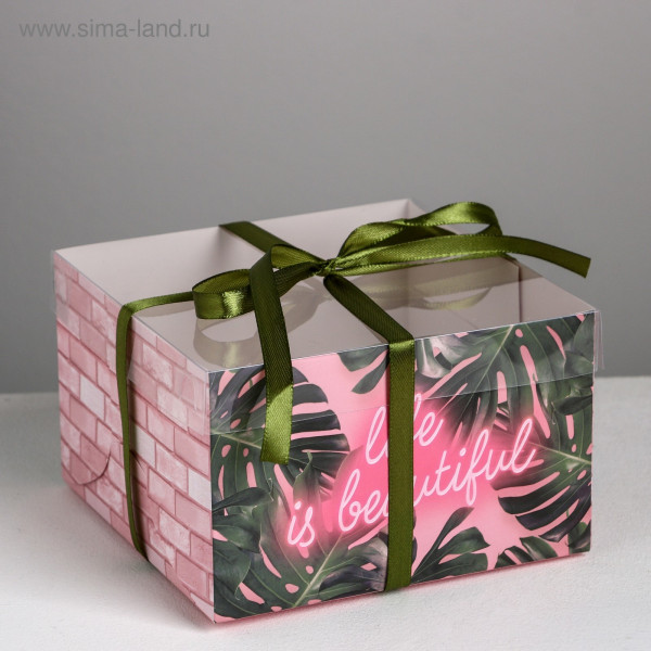 Коробка на 4 капкейка life is beautiful 16*16*10 арт.4675070 - 3 Коробка на 4 капкейка life is beautiful 16*16*10 арт.4675070 - 3