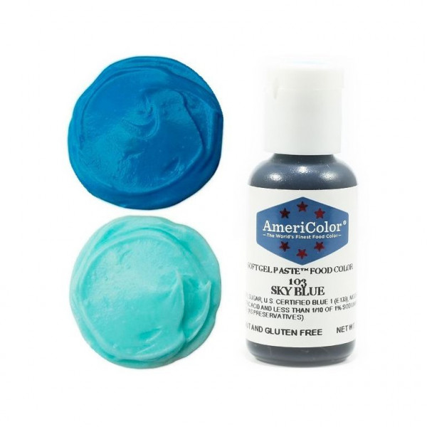 Водорастворимые гелевые красители Americolor 103 Sky blue небесно-голубой,21гр - 1