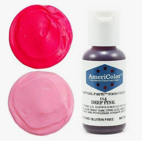 Водорастворимые гелевые красители Americolor 114 Deep pink темно-розовый,21гр - 1
