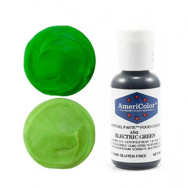 Водорастворимые гелевые красители Americolor 162 Electric green зеленый электрик,21гр - 1