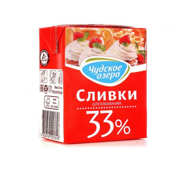 Сливки натуральные Чудское озеро 33%  0.2 л. - 3