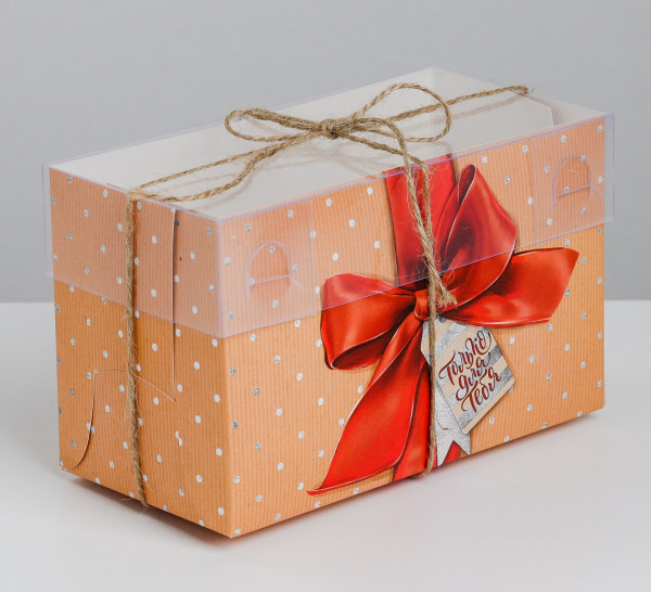 Коробка на 2 капкейка высокая  Только для тебя  16*10*10, арт.3822478 - 3
