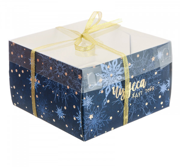Коробка на 4 капкейка высокая Чудеса ждут тебя 16*16*10, арт.3597132г - 2