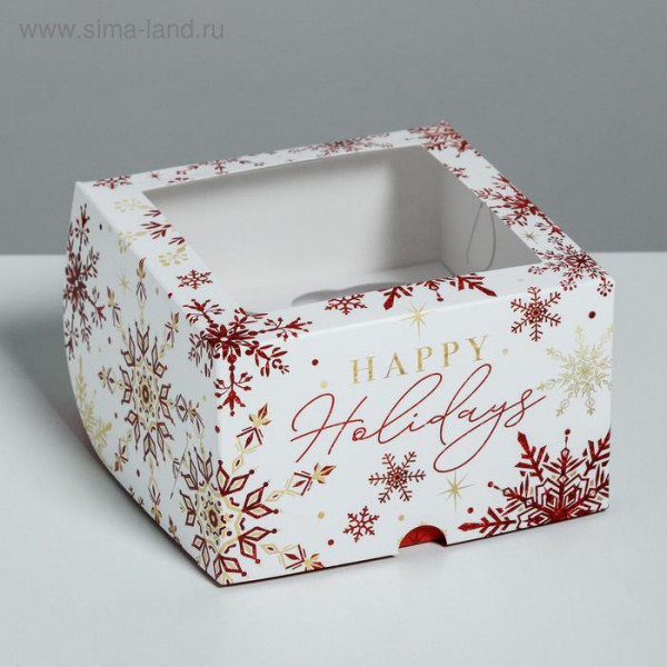 Коробка на 4 капкейка высокая Let it snow 16*16*10, арт.5117697 - 2