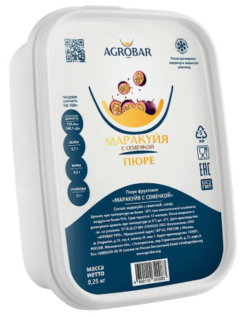 Фруктовое пюре маракуйя с семечками AGROBAR 250гр - 2 Фруктовое пюре маракуйя с семечками AGROBAR 250гр - 2