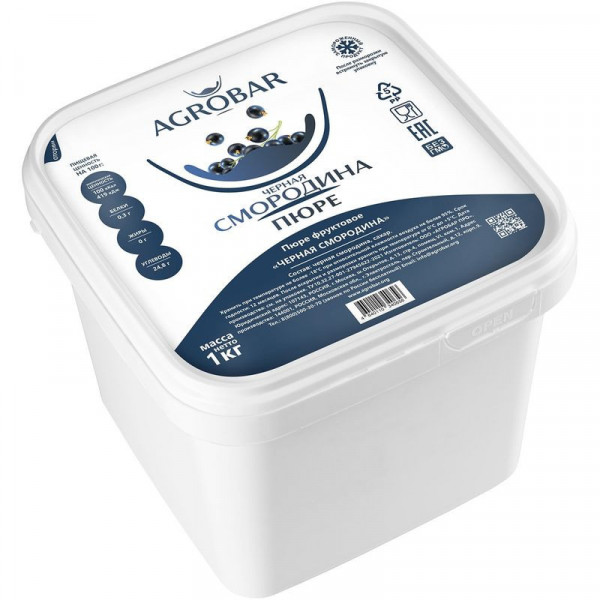 Фруктовое пюре Черная смородина AGROBAR 1кг - 1 Фруктовое пюре Черная смородина AGROBAR 1кг - 1
