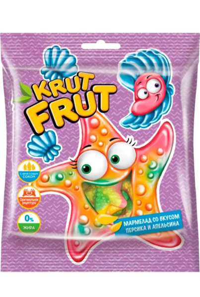 Мармелад Krutfrut звездочки со вкусом апельсина и персика, 100гр - 1 Мармелад Krutfrut звездочки со вкусом апельсина и персика, 100гр - 1