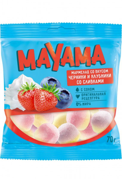 Мармелад Mayama с желейной начинкой со вкусом черники и клубники, 70гр - 1 Мармелад Mayama с желейной начинкой со вкусом черники и клубники, 70гр - 1