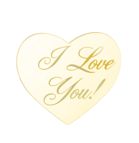 Зеркальный топпер мини Сердце I love you ,золото, Наторт,1шт - 1 Зеркальный топпер мини Сердце I love you ,золото, Наторт,1шт - 1