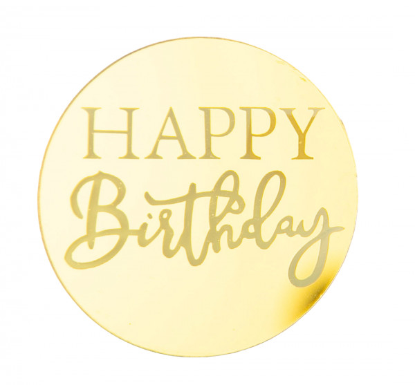 Зеркальный топпер мини Круг Happy Birthday 5,золото, Наторт,1шт - 1 Зеркальный топпер мини Круг Happy Birthday 5,золото, Наторт,1шт - 1