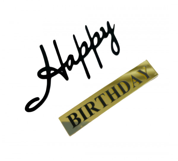 Зеркальный топпер Happy BIRTHDAY черн-золото , арт.АСН65 - 3
